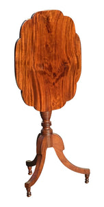 19th C Antique Federal Period Mahogany Tilt Top Table / Candle Stand