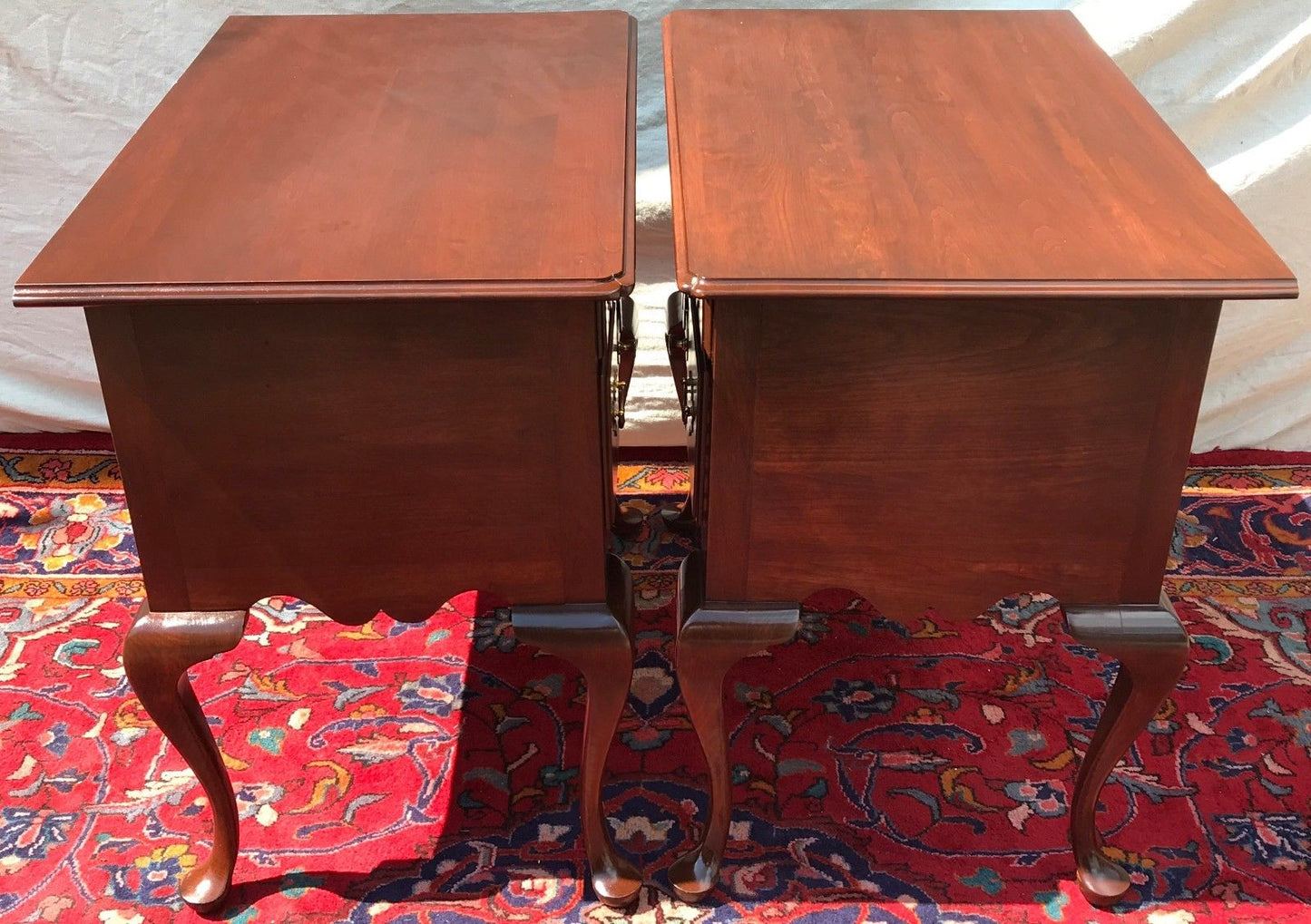 PAIR OF CHIPPENDALE STYLED CHERRY LOWBOYS BY HITCHCOCK FURNITURE