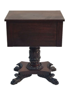 19TH C ANTIQUE CLASSICAL MAHOGANY WORK TABLE ~~ NIGHTSTAND / END TABLE