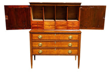 Load image into Gallery viewer, 19TH C ANTIQUE FEDERAL PERIOD TIGER MAPLE NEW HAMPSHIRE LADIES SECRETARY DESK