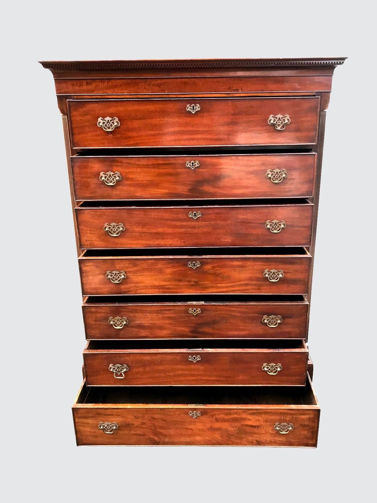 IMPORTANT 18TH CENTURY DUTCH WEST INDIES GEORGE III CHEST ON CHEST TALL CHEST