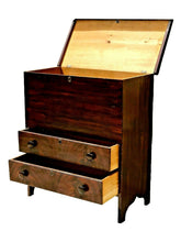 Load image into Gallery viewer, 19TH C ANTIQUE NEW ENGLAND GRAIN PAINTED PRIMITIVE PINE LIFT TOP BLANKET CHEST