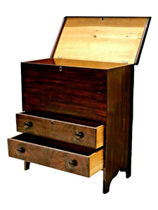 19TH C ANTIQUE NEW ENGLAND GRAIN PAINTED PRIMITIVE PINE LIFT TOP BLANKET CHEST
