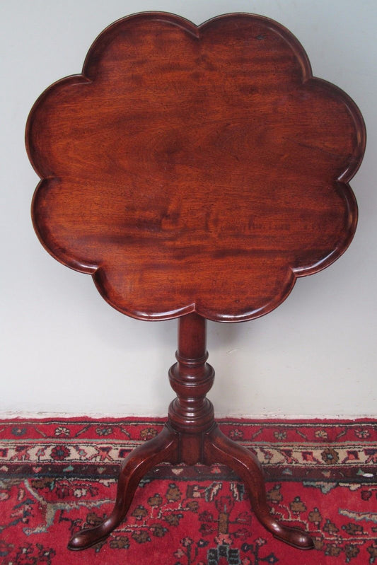 18TH CENTURY CHIPPENDALE SCALLOPED TRAY TOP MAHOGANY KETTLE STAND-OUTSTANDING!