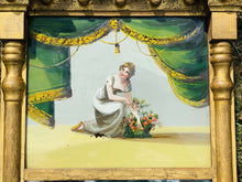 Load image into Gallery viewer, 19TH C ANTIQUE FEDERAL REVERSE PAINTED GLASS GOLD GILT TABERNACLE MIRROR