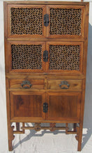 Load image into Gallery viewer, FINE LATE 19TH CENTURY LATTICE WORKED TWO PIECE CHINESE CABINET
