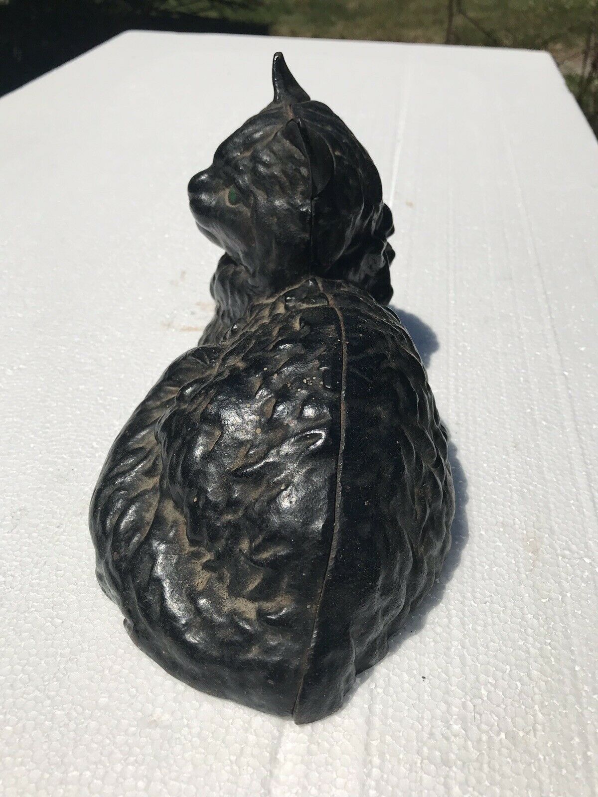 VINTAGE BLACK PAINTED CAST IRON CAT DOORSTOP ~ 10 1/2 X 5 X 5 3/4 ~  HUBLEY ?