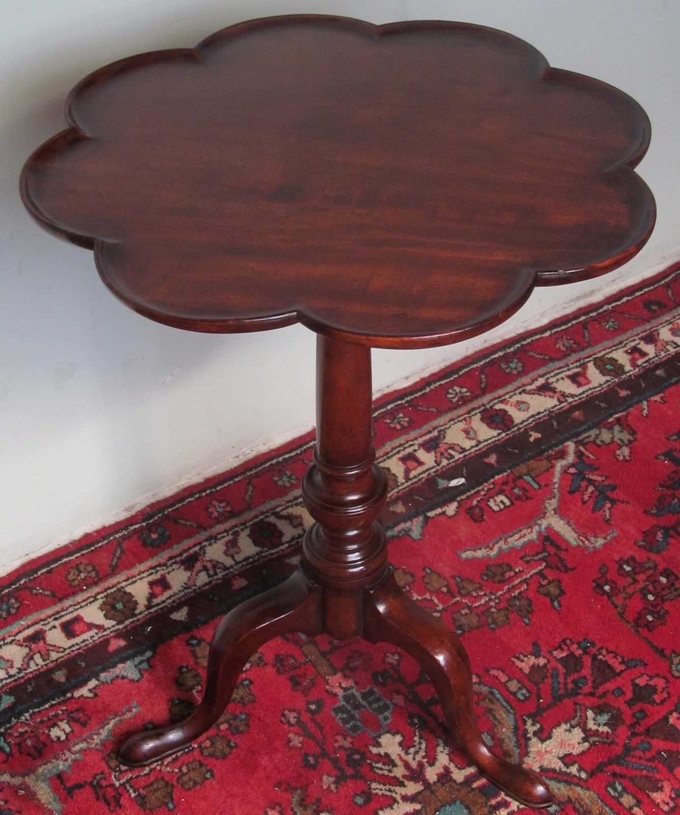 18TH CENTURY CHIPPENDALE SCALLOPED TRAY TOP MAHOGANY KETTLE STAND-OUTSTANDING!