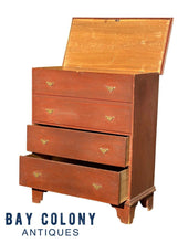 Load image into Gallery viewer, 18TH C ANTIQUE QUEEN ANNE PERIOD RED WASH 2 DRAWER LIFT TOP BLANKET BOX
