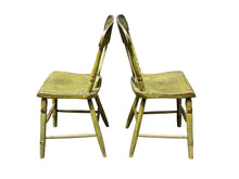 Load image into Gallery viewer, 19TH C ANTIQUE SHERATON FANCY PAINT DINING CHAIRS IN BITTERSWEET GREEN PAINT