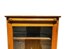 Load image into Gallery viewer, 19TH C ANTIQUE VICTORIAN TIGER OAK SINGLE DOOR BOOKCASE / CHINA CABINET