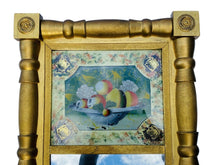 Load image into Gallery viewer, 19TH C ANTIQUE SHERATON GOLD GILT MIRROR W/ REVERSE PAINTED BASKET OF FRUIT
