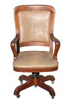 Load image into Gallery viewer, 20th C Antique Arts &amp; Crafts Milwaukee Chair Co Oak Swivel Office Desk Chair