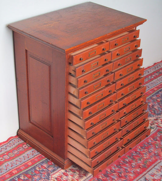 24 DRAWER VICTORIAN SOLID TIGER OAK HARDWARE CABINET-EXCELLENT PIECE!