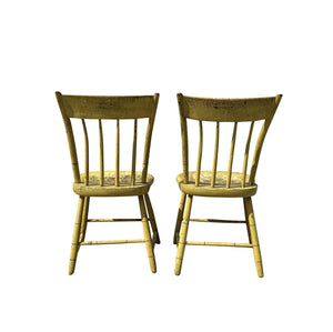 Pair of Antique Windsor Thumbback Birdcage Side Chairs in Original Paint Surface