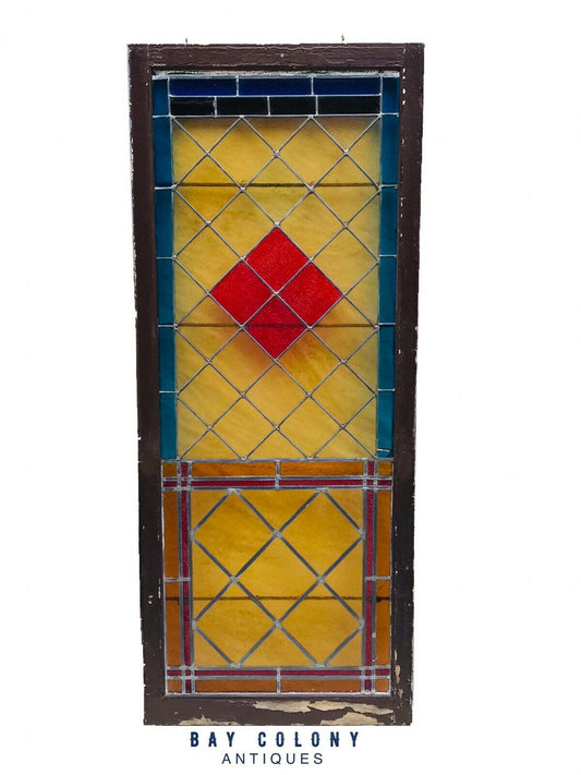 19TH C ANTIQUE VICTORIAN STAINED GLASS WINDOW