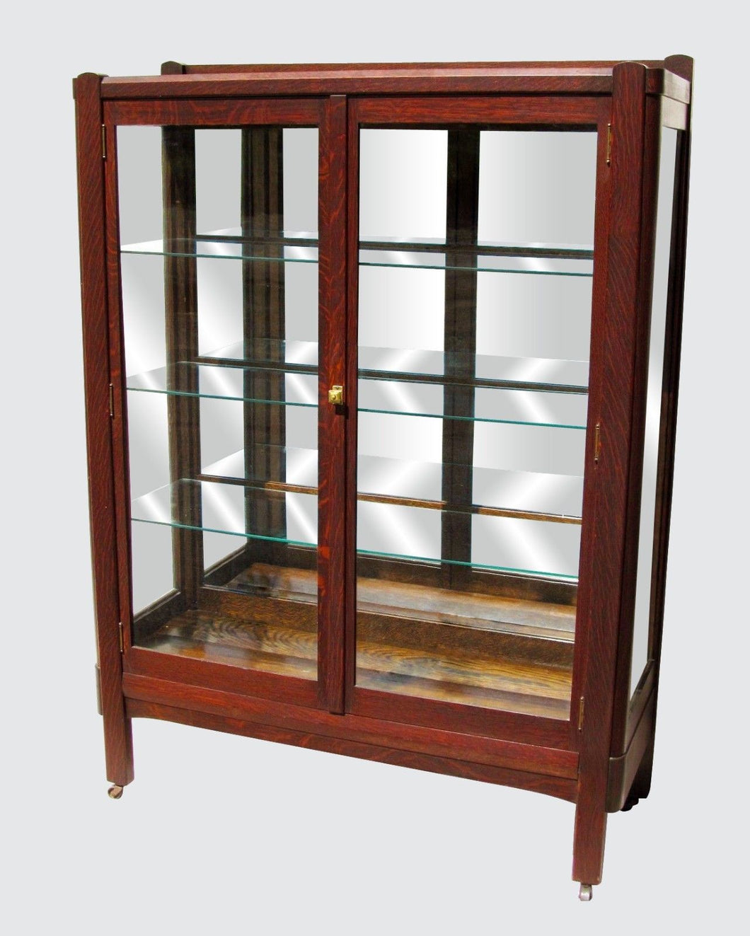 FABULOUS OAK ARTS & CRAFTS BOOKCASE-CHINA CABINET BY THE LIFETIME FURNITURE CO
