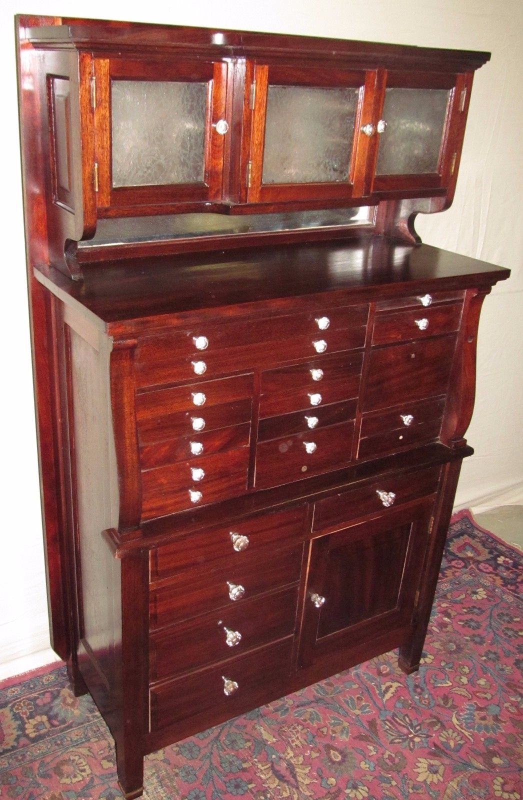 FINE 19TH CENTURY 20 DRAWER MAHOGANY DENTAL CABINET BY THE AMERICAN CABINET CO.