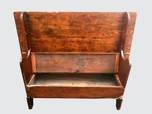 Load image into Gallery viewer, EARLY 19TH CENTURY NEW ENGLAND PRIMITIVE PUMPKIN PINE HUTCH TABLE WITH SEAT BOX