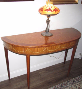 EXQUISITELY INLAID SATINWOOD ADAM'S STYLED GEORGIAN CONSOLE TABLE BY HERITAGE