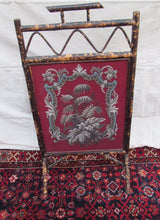 Load image into Gallery viewer, BEAUTIFUL VICTORIAN BAMBOO FIRESCREEN WITH FLORAL GLASS BEAD WORK DECORATION