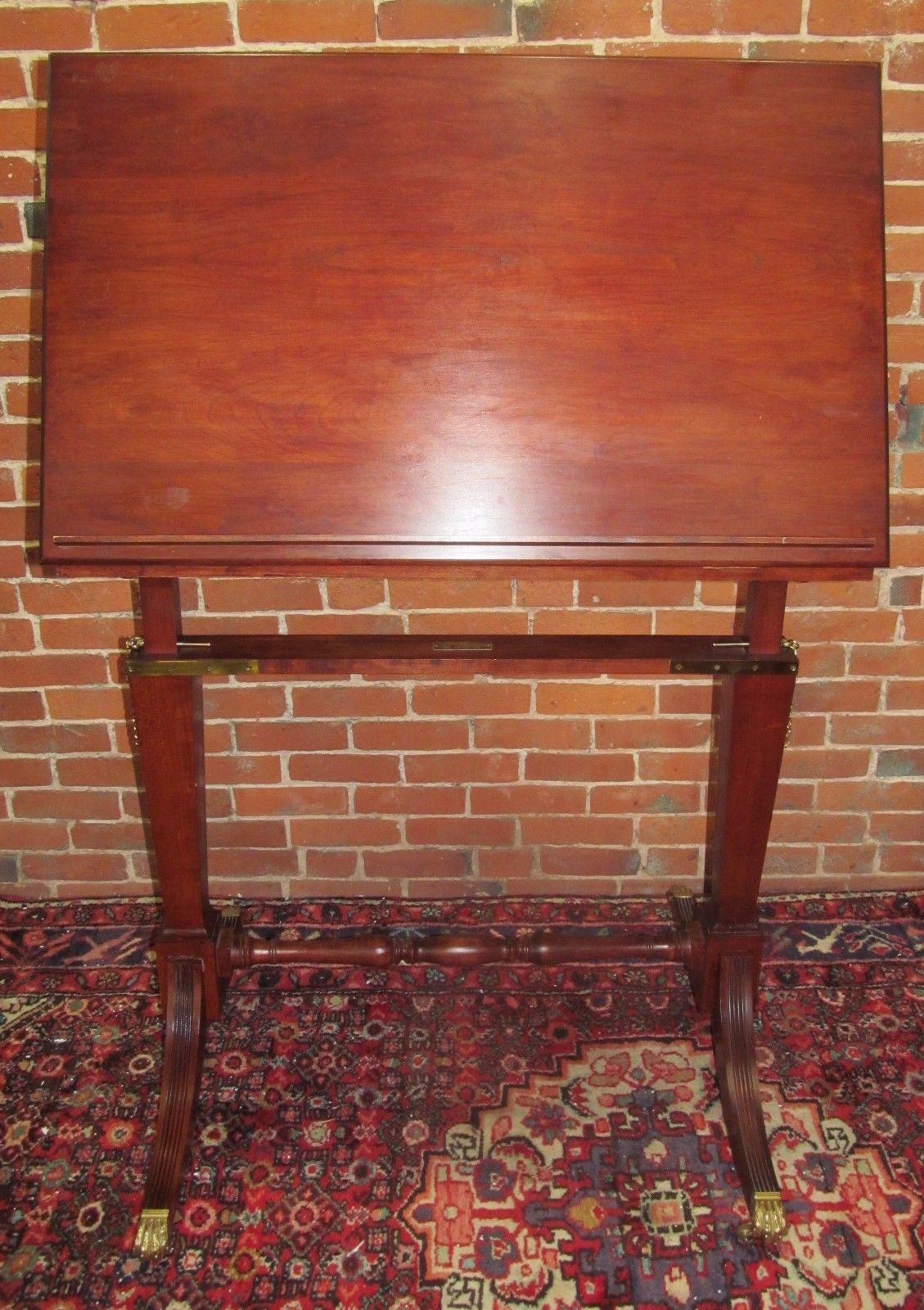 FEDERAL STYLED CHERRY DRAFTING TABLE W/FINE BRASS HARDWARE