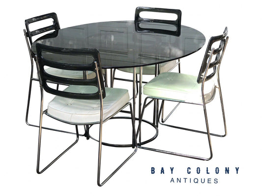 20TH C VINTAGE MID CENTURY MODERN CHROMCRAFT SMOKED LUCITE DINING ROOM SET