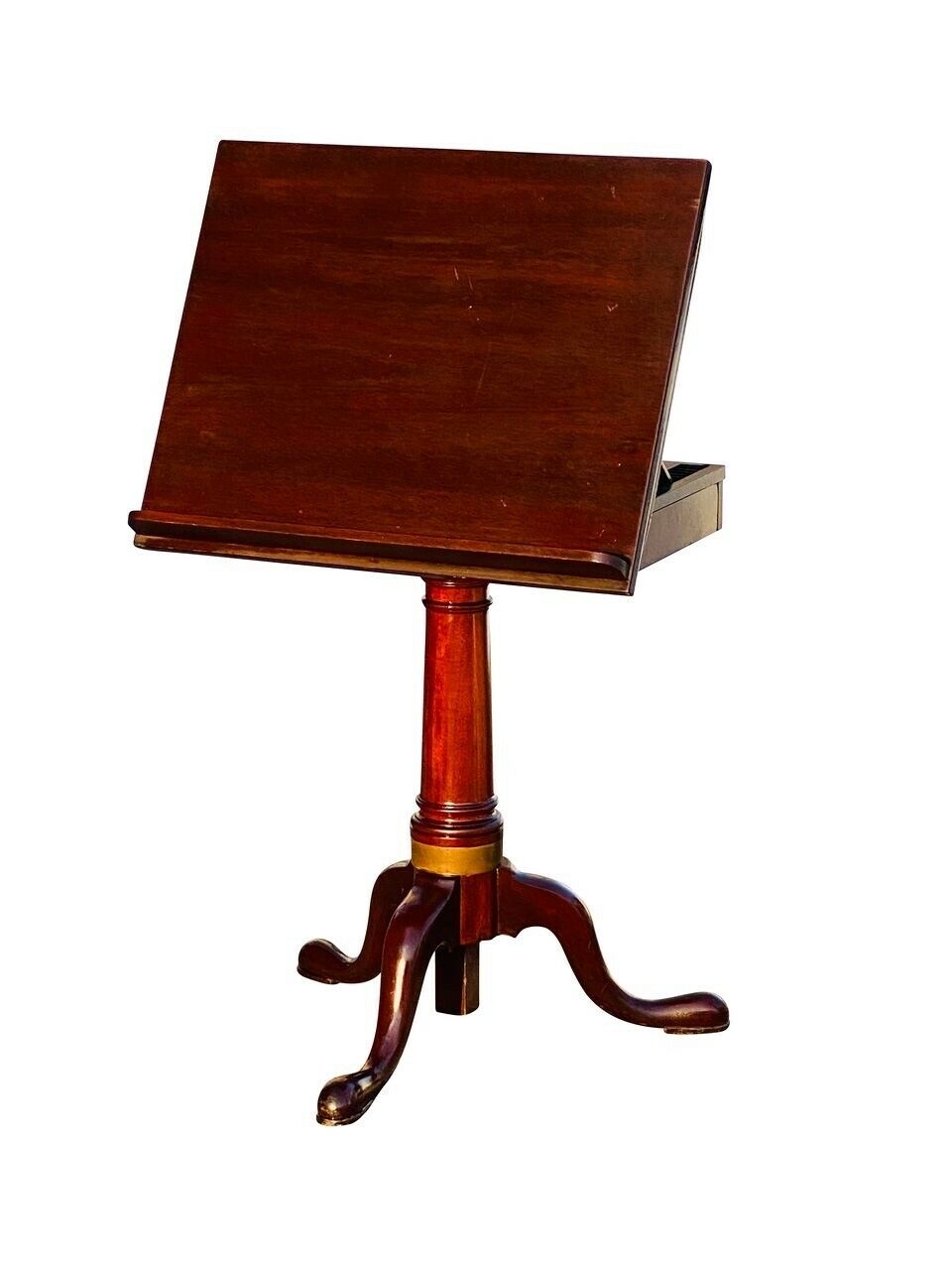 20TH C QUEEN ANNE ANTIQUE STYLE MAHOGANY DRAFTING TABLE / DICTIONARY STAND