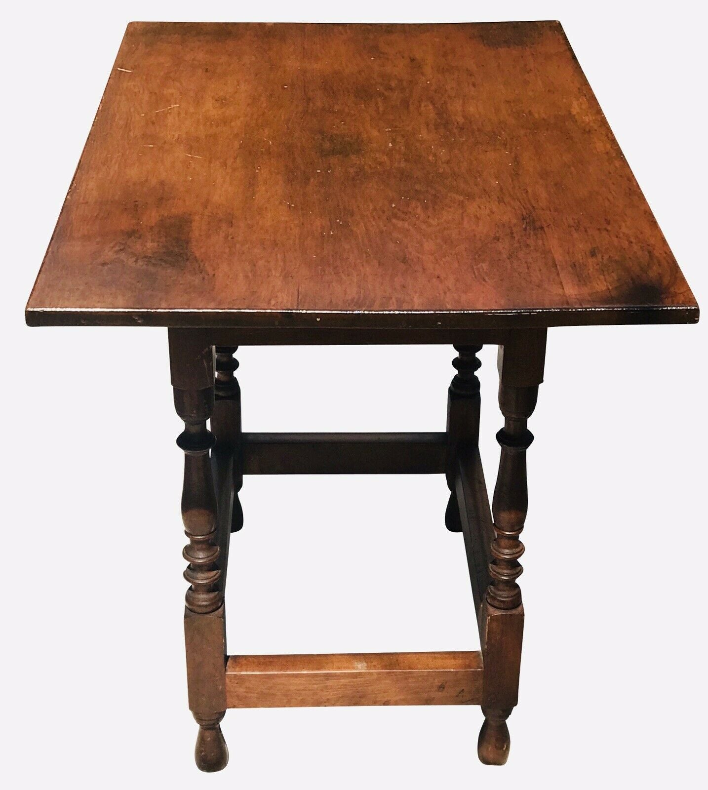 19TH C ANTIQUE WILLIAM & MARY STYLE NEW ENGLAND PINE TAVERN TABLE