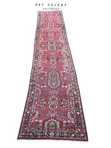 20TH C ANTIQUE HAMADAN 19+ FOOT X 3’ RUNNER CARPET