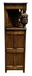 19th C Antique Tiger Oak Carved Jacobean Style Court Cupboard / Sideboard