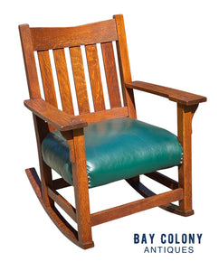 20th C Antique Arts & Crafts Gustav Stickley Craftsman Rocker / Rocking Chair