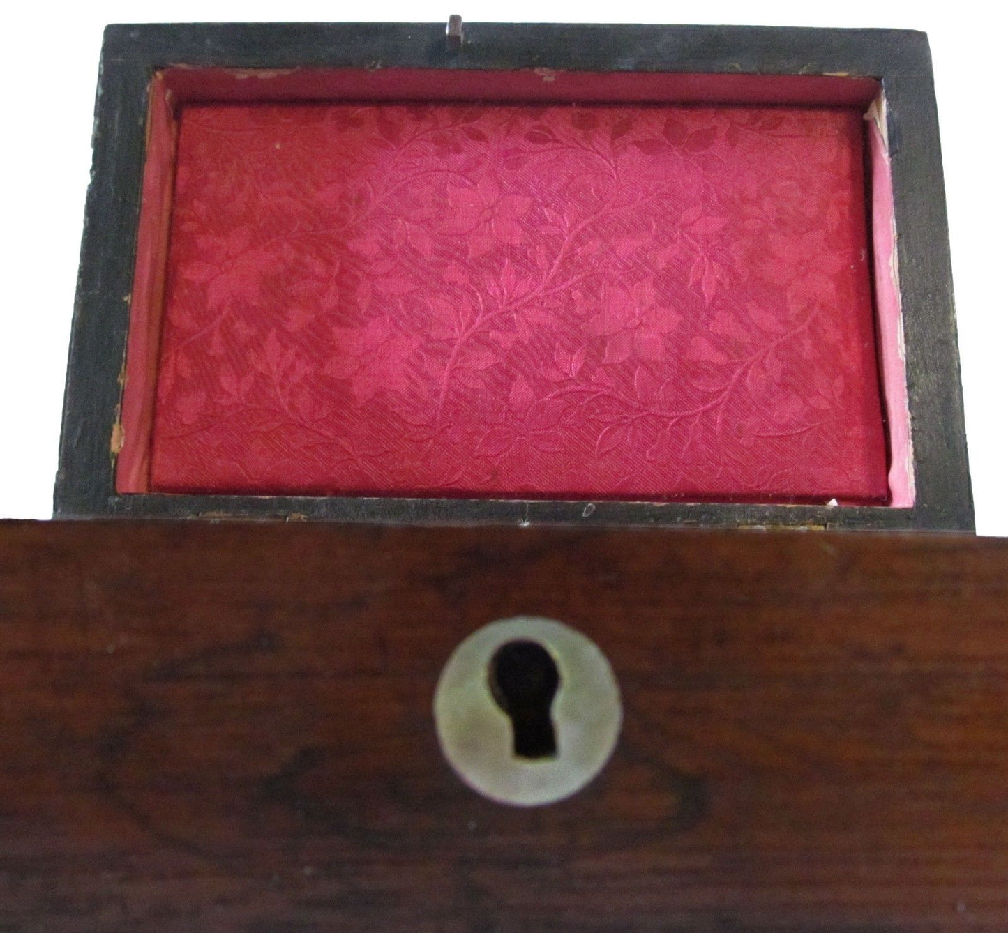 19TH CENTURY ENGLISH VICTORIAN ROSEWOOD & MOTHER OF PEARL INLAID JEWELRY BOX