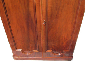 19TH CENTURY VICTORIAN ROSEWOOD OVER SOLID YEW WOOD GENTLEMAN'S WARDROBE