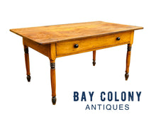 Load image into Gallery viewer, 19TH C ANTIQUE COUNTRY PRIMITIVE NEW ENGLAND SCRUBBED PINE TAVERN TABLE ~ 5 FEET