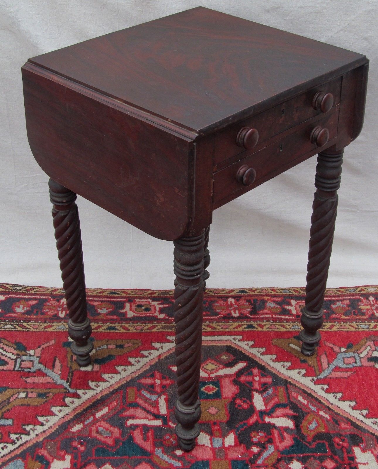 SHERATON MAHOGANY ROPE CARVED WORK TABLE-BOSTON- ALL ORIGINAL CIRCA 1810 - 1820