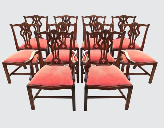 EXCEPTIONALLY FINE SET OF 10 CHIPPENDALE STYLE MAHOGANY DINING CHAIRS-A-1 COND.