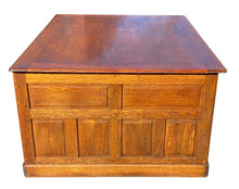 Load image into Gallery viewer, 19TH C ANTIQUE VICTORIAN TIGER OAK PARTNERS DESK ~ 60” X 48”