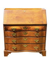 Load image into Gallery viewer, 18TH C ANTIQUE CHIPPENDALE TIGER MAPLE MASSACHUSETTS OXBOW SLANT LID DESK
