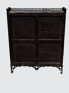 19TH C. CENTENNIAL CHINESE CHIPPENDALE STYLE FRETWORK HANGING CABINET / CUPBOARD