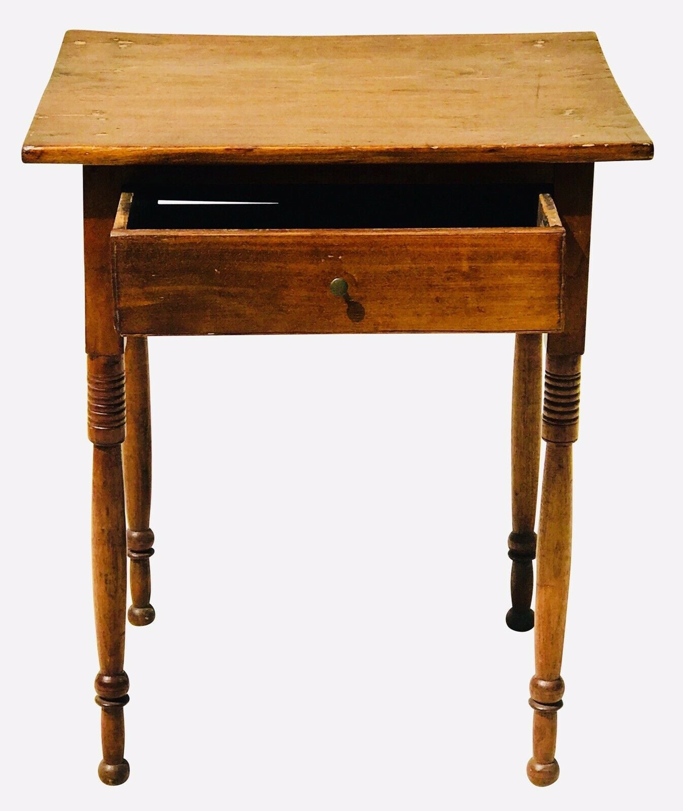 19TH C ANTIQUE SHERATON PERIOD COUNTRY PINE WORK TABLE / NIGHT STAND