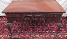 Load image into Gallery viewer, THE FINEST ANTIQUE SOLID MAHOGANY CHIPPENDALE PARTNERS DESK GRADOONED CARVED TOP
