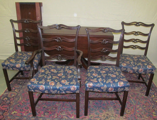 5 PIECE CHIPPENDALE STYLE MAHOGANY DINING ROOM SET BY CHARAK FURNITURE CO