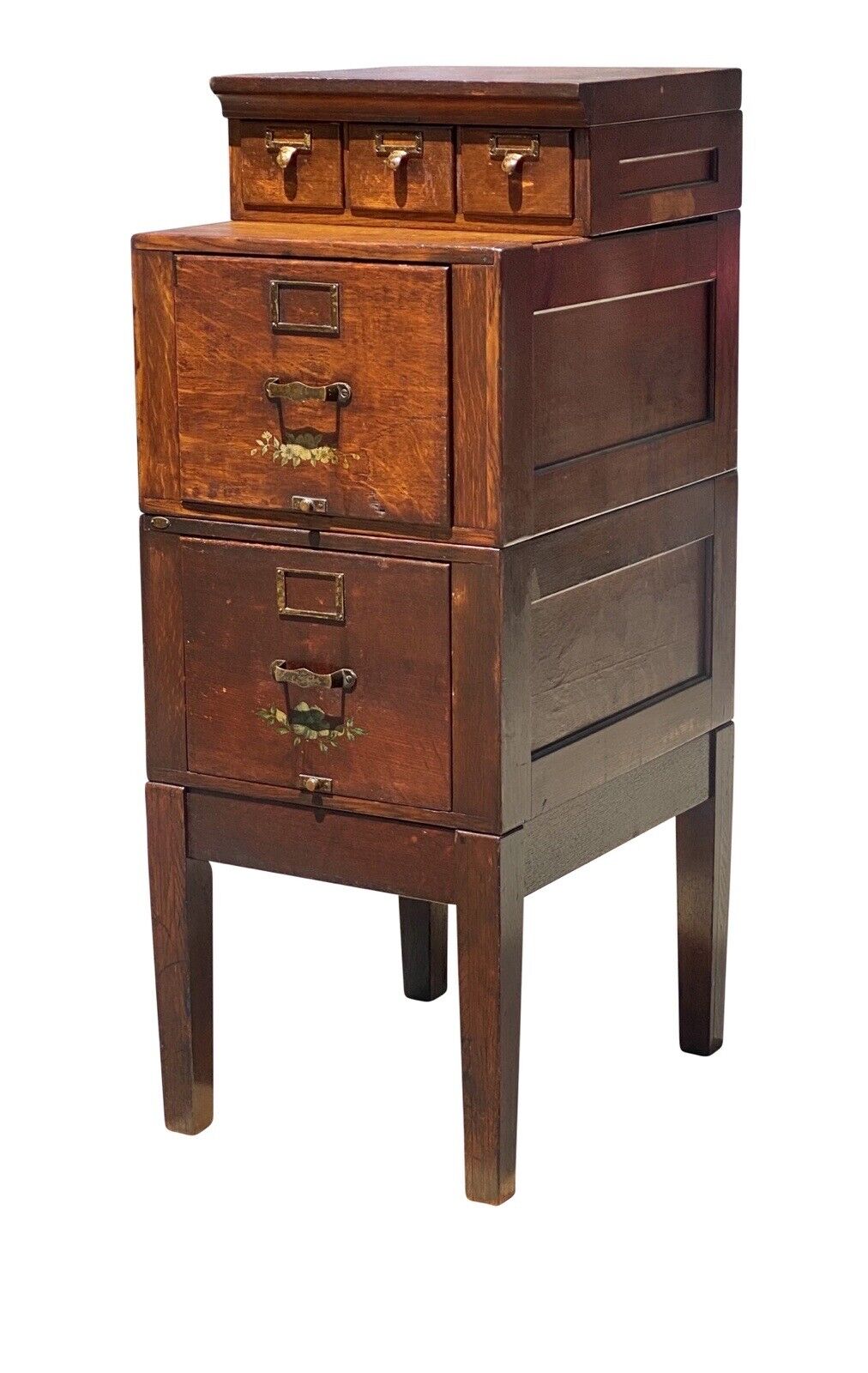 Antique Arts & Crafts Tiger Oak Stacking File Cabinet - Library Bureau Makers