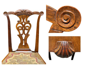 18th C Pair of Antique Irish Chippendale Chairs - Irish Phoenix W/ Ball & Claw