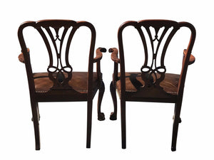 20TH C CHIPPENDALE ANTIQUE STYLE SET OF 6 MAHOGANY DINING CHAIRS