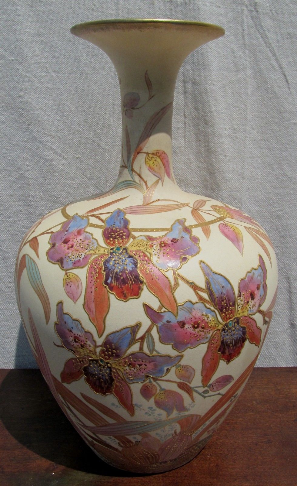 LARGE EXCELLENT STOKE ON TRENT POINTONS FLORAL PAINTED VASE 13 1/2: TALL-BEST!