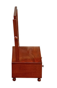 19th C Antique Mahogany Inlaid Shaving Mirror With Drawers - Tabletop Mirror