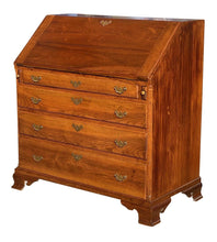 Load image into Gallery viewer, 18TH C ANTIQUE CHIPPENDALE PENNSYLVANIA WALNUT SLANT LID DESK W/ HIDDEN DRAWER