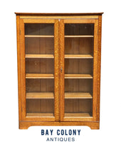 Load image into Gallery viewer, 20th C Antique Tiger Oak Larkin Double Glass Door Bookcase / China Cabinet
